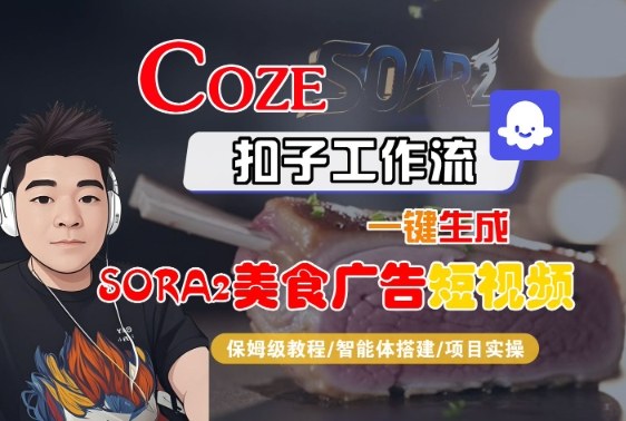 Coze扣子智能体工作流一键生成“SORA2美食广告“短视频,全流程保姆级教学-卡尼奶资源站