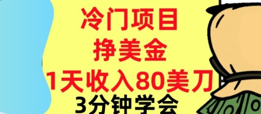 冷门项目挣美刀,0门槛,1天收入80刀,3分钟学会,这个方法要学会-卡尼奶资源站